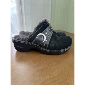 Womens B.O.C. Born Concepts Black Leather Clogs Mules Shoes Size 9 Buckle Y2K